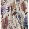 Metraj draperie din in cu motive florale Iris indigo