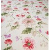 Metraj draperie bumbac Goya cu flori rosii si roz