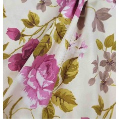 Metraj draperie bumbac cu motive florale Preston roz si bej