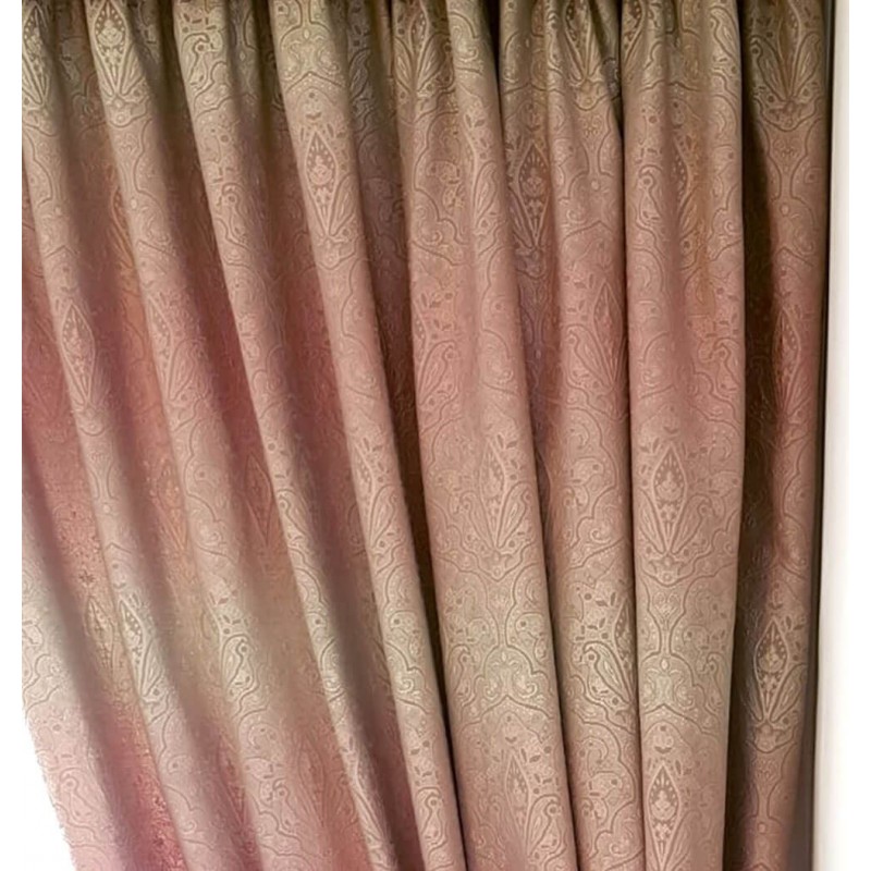Material draperie model clasic in relief degrade roz prafuit cu grej