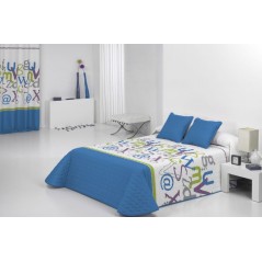 Cuvertura de pat matlasata pentru baieti Grafic 2P albastru cu alb