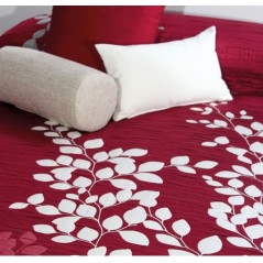 Cuvertura de pat reversibila Geisha model floral rosu cu alb