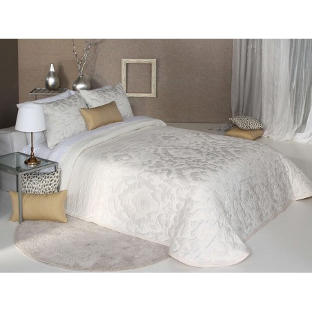 Cuvertura de pat eleganta cu model clasic ivoire satinat