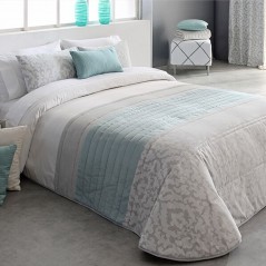 Cuvertura de pat eleganta Kylie cu design deosebit gri cu alb si turcoaz