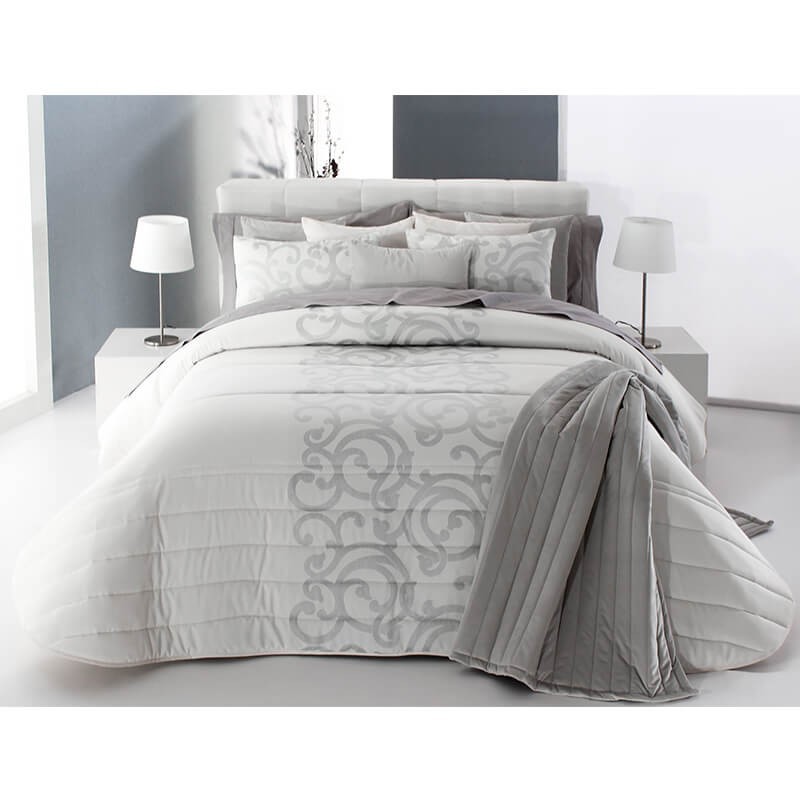 Cuvertura de pat moderna Amiens cu design abstract gri