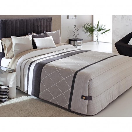 Cuvertura de pat moderna Carson cu model geometric grej