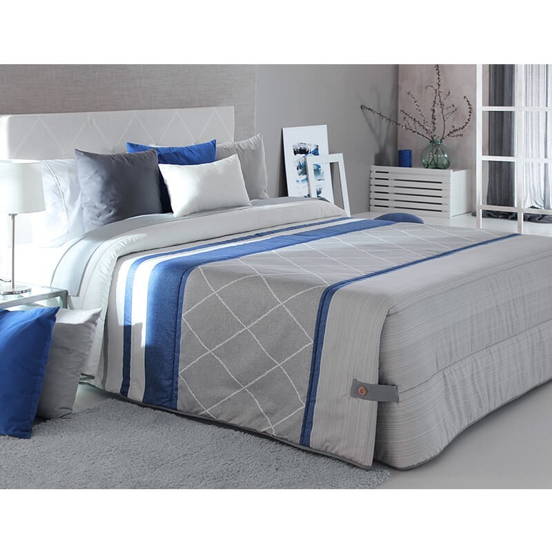 Cuvertura de pat moderna Carson cu model geometric gri