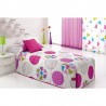 Cuvertura de pat pentru fete cu cercuri colorate Candycor 02 roz cu alb