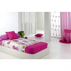 Cuvertura de pat pentru fete cu cercuri colorate Candyao roz cu alb