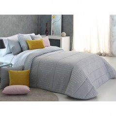 Cuvertura de pat eleganta cu design geometric gri