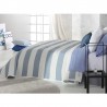 Cuvertura de pat cu design geometric reliefat albastru cu alb
