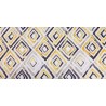 Material draperie dim-out cu design geometric galben cu gri