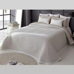 Cuvertura de pat reversibila design abstract modern crem cu ivoire