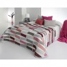 Cuvertura de pat moderna cu dungi grena, roz si gri