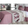 Cuvertura de pat moderna cu model geometric pe roz lila cu ivore