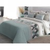 Cuvertura de pat moderna cu model geometric pe turcoaz cu ivore