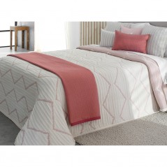 Cuvertura de pat moderna Davis design geometric ivoire cu roz pudra