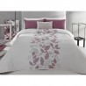 Cuvertura de pat moderna cu design floral bordo prafuit cu ivoire
