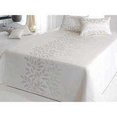 Cuvertura de pat matlasata model cu frunze ivoire