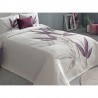 Cuvertura de pat eleganta cu design floral grej si mov