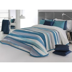 Cuvertura de pat moderna Beyker albastru turcoaz cu gri