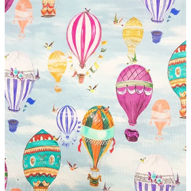 Material draperie copii bumbac cu imprimeu cu baloane zburatoare
