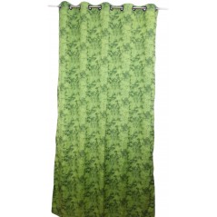 Draperie verde fistic cu design abstract confectionata cu inele 145x260 cm